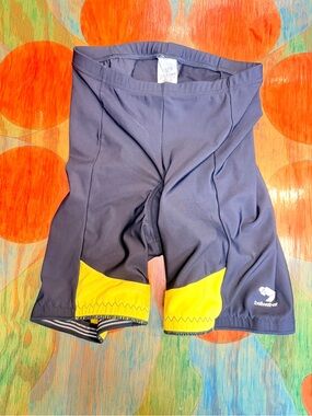 Bellwether Cycling Compression Shorts Adult Medium Black Yellow Logo Inside Pock
